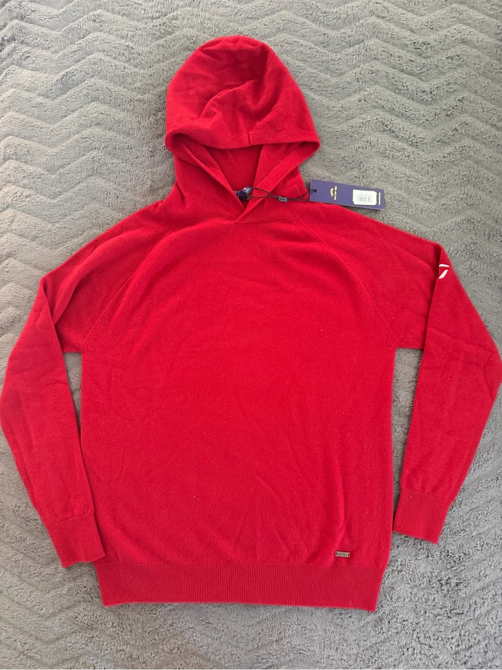 Sun Day Red Men’s Red Hooded Sweater -  cashmere TaylorMade logo on sleeve